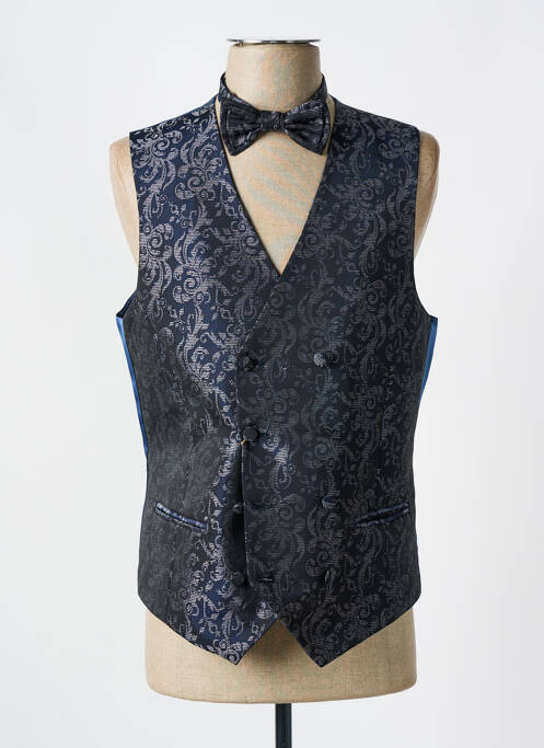 Gilet sans manche effet matière satinée bleu LEBOLE homme