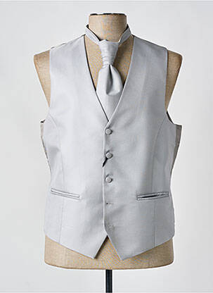 Gilet sans manche effet matière satinée gris MONSIEUR PEKTRUS BLANCO homme