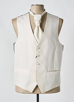 Gilet sans manche effet matière satinée beige OXON homme