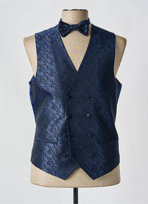 Gilet sans manche effet matière satinée bleu LEBOLE homme
