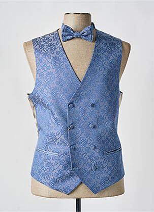Gilet sans manche effet matière satinée bleu LEBOLE homme