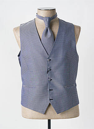 Gilet sans manche tissage chiné bleu MONSIEUR PEKTRUS BLANCO homme