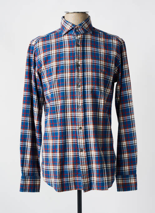 Chemise manches longues imprimé écossais bleu BAGUTTA homme