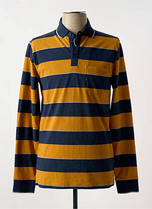 Polo imprimé rayures manches longues bleu LOSAN homme