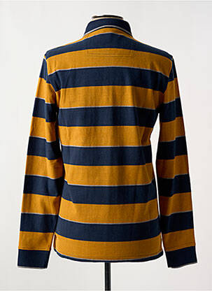 Polo imprimé rayures manches longues bleu LOSAN homme