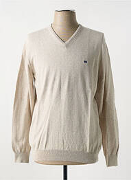 Pull col v manches longues beige BROWN JURY homme
