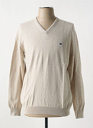 Pull col v manches longues beige BROWN JURY homme