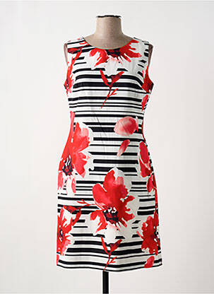 Robe mi-longue imprimé fleurs sans manche rouge MERI & ESCA femme