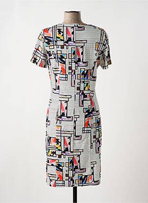 Robe mi-longue imprimé fantaisie manches courtes noir GUY DUBOUIS femme