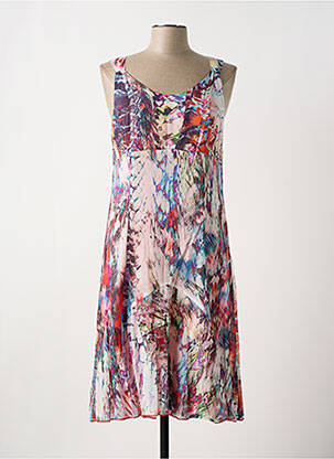 Robe mi-longue fermeture zippée au dos fines bretelles rouge QUATTRO femme