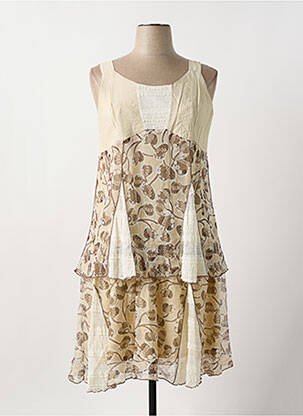 Robe mi-longue sans manche sans manche beige QUATTRO femme