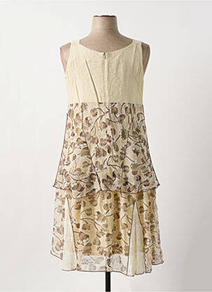 Robe mi-longue coupe fluide sans manche beige QUATTRO femme