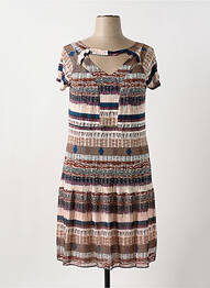 Robe mi-longue imprimé fantaisie manches courtes beige MERI & ESCA femme