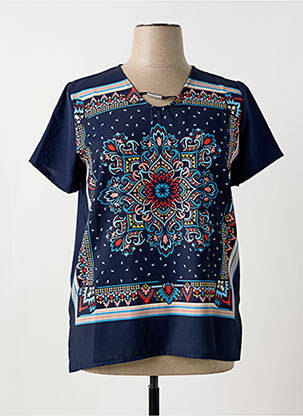 T-shirt imprimé fantaisie manches courtes bleu GALMALLA femme