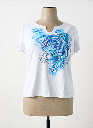 T-shirt sérigraphie avec strass manches courtes blanc COSTURA 40 femme