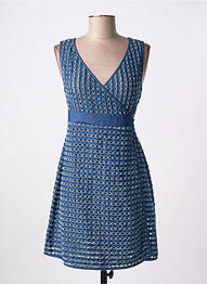Robe courte coupe cintrée fines bretelles bleu OSCALITO femme