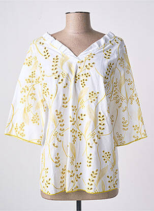 Blouse col v manches courtes blanc OSCALITO femme