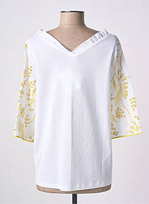 Blouse col v manches courtes blanc OSCALITO femme