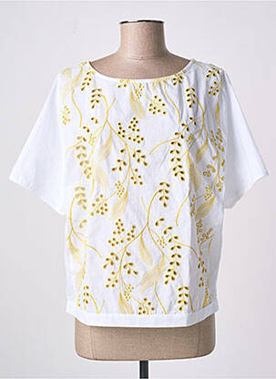 Blouse col rond manches courtes blanc OSCALITO femme