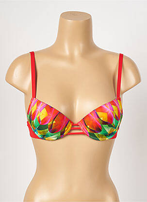 Haut de maillot de bain stretch haut soutien-gorge push-up orange ANTIGEL femme
