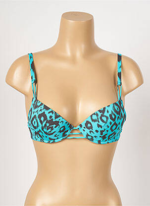 Haut de maillot de bain stretch haut soutien-gorge push-up bleu ANTIGEL femme