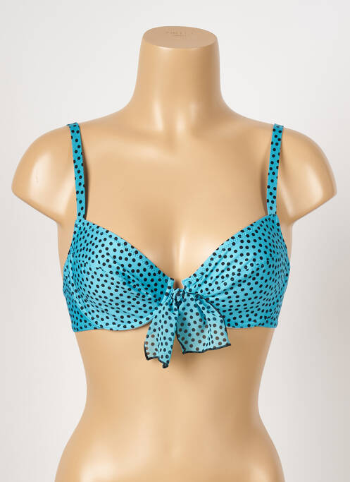 Haut de maillot de bain stretch haut soutien-gorge emboitant bleu ANTIGEL femme