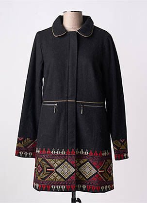 Manteau long coupe droite sans capuche noir LA FIANCEE DU MEKONG femme