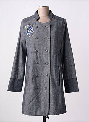 Manteau long coupe droite sans capuche bleu LA FIANCEE DU MEKONG femme