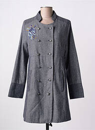 Manteau long coupe droite sans capuche bleu LA FIANCEE DU MEKONG femme