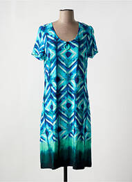 Robe mi-longue imprimé fantaisie manches courtes bleu EGATEX femme
