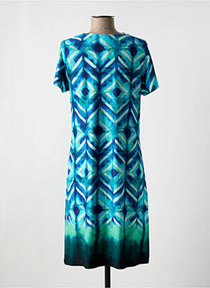 Robe mi-longue imprimé fantaisie manches courtes bleu EGATEX femme