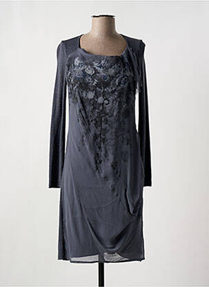 Robe mi-longue imprimé fantaisie manches longues gris MADO ET LES AUTRES femme