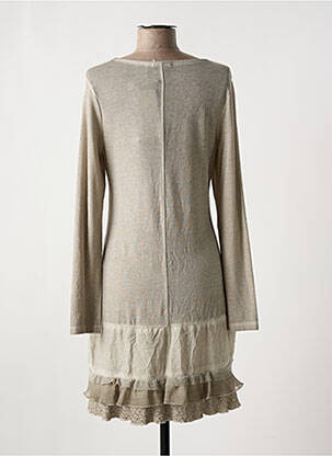Robe mi-longue manches longues manches longues beige MALOKA femme