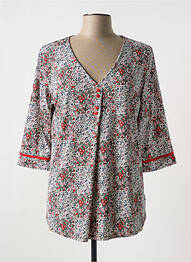 Blouse imprimé fleurs manches 3/4 rouge GENEVA femme