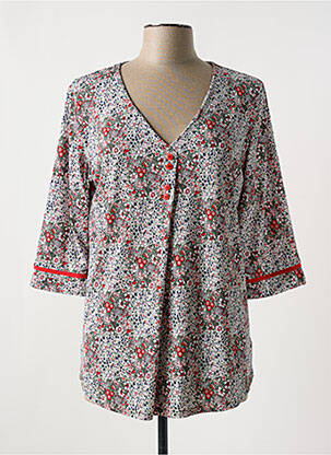 Blouse imprimé fleurs manches 3/4 rouge GENEVA femme