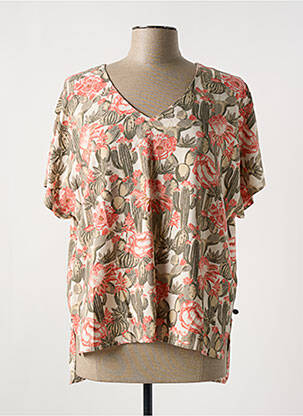 Blouse tissage popeline manches courtes vert TBS femme