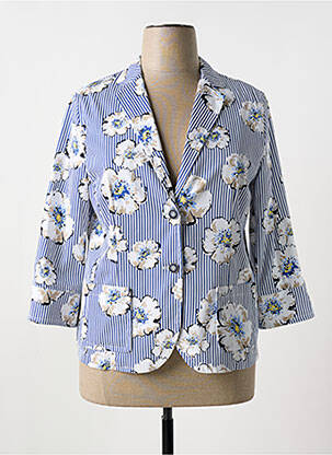 Blazer finition intérieure biaisée bleu JUST WHITE femme