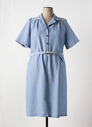 Robe mi-longue manches courtes manches courtes bleu MADIANA femme