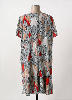 Robe mi-longue imprimé fleurs manches courtes noir GEVANA femme