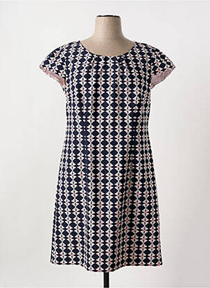 Robe mi-longue imprimé fantaisie manches courtes noir BETTY BARCLAY femme