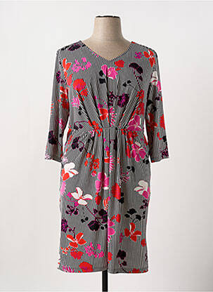 Robe mi-longue imprimé fleurs manches longues noir BETTY BARCLAY femme