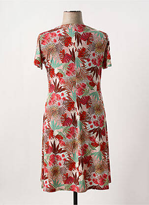 Robe mi-longue imprimé fleurs manches courtes rouge GEVANA femme