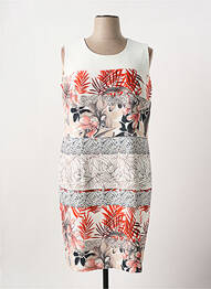 Robe mi-longue imprimé fleurs sans manche blanc CHRISTINE LAURE femme