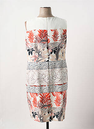 Robe mi-longue imprimé fleurs sans manche blanc CHRISTINE LAURE femme