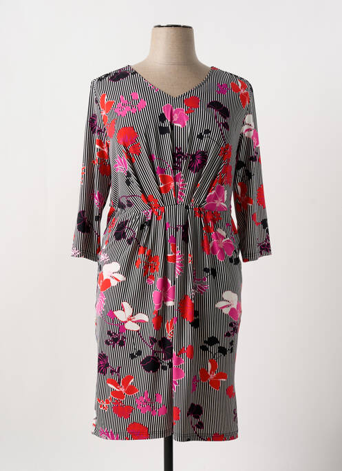 Robe mi-longue imprimé fleurs manches longues noir BETTY BARCLAY femme