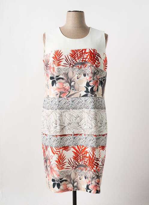 Robe mi-longue imprimé fleurs sans manche blanc CHRISTINE LAURE femme