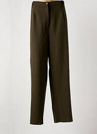 Pantalon droit tissage crêpe taille normale vert CHRISTINE LAURE femme