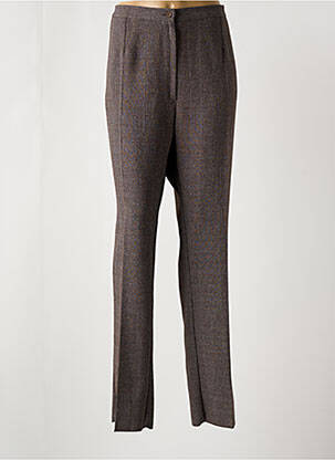 Pantalon droit taille à pinces taille haute marron GEVANA femme