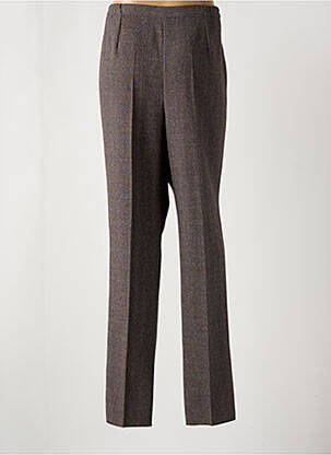 Pantalon droit taille à pinces taille haute marron GEVANA femme