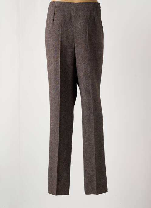Pantalon droit taille à pinces taille haute marron GEVANA femme